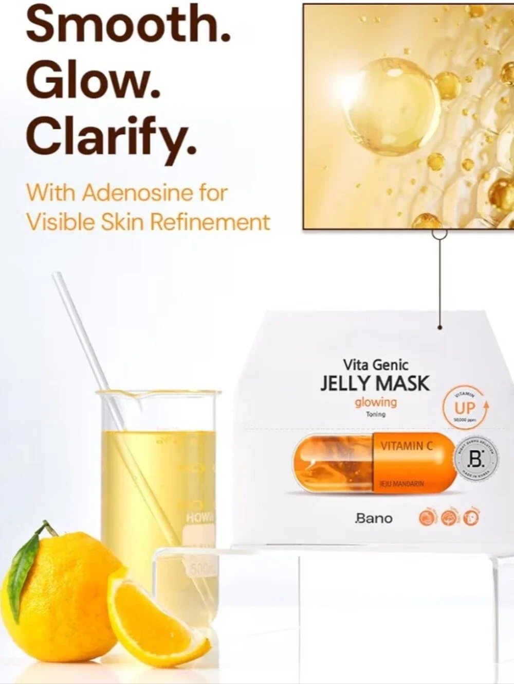 NEW Vita Genic Jelly Mask - Vitamin C Glowing Sheet Mask (Orange) Set Of 10